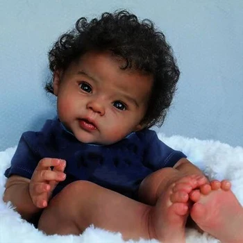 50cm Bebe újjászületett Bonecas Holló fekete bőrű baba Puha szövet test Szilikon baba játékok Afroamerikai újszülött babák
