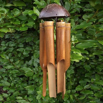 Bambusz szélharang Nagy harangcső kókuszfa kézzel készített beltéri és kültéri fal függő szélharang dekorációk