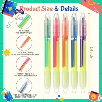 1PC Főbb Nagy kapacitású tartós jelölő Kétfejű színes egyenes folyékony jelölő toll kéz