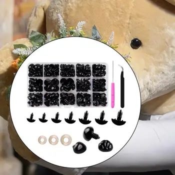 Fekete kézműves babák szemei DIY kézműves baba kiegészítők Plüss állatok dekoráció Mackóbábok Plüss játék kötött biztonsági szemek Csavaros szemek