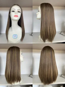 Európai szűz hajú csipke felső természetes színű Tsingtaowigs egyenes kóser paróka nőknek Ingyenes szállítás