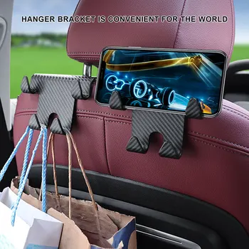 Autósülés fejtámla horog szénszálas mobiltelefon tartó autó jármű univerzális tartó kézitáska pénztárca kabát autó belső kiegészítők