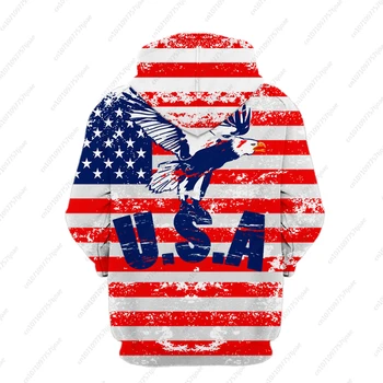 3D nyomtatás Amerikai zászló Nemzeti embléma Szabadság-szobor Férfiak Street Fashion Alkalmi pulóver Férfi női kapucnis pulóverek Férfi polár kabát