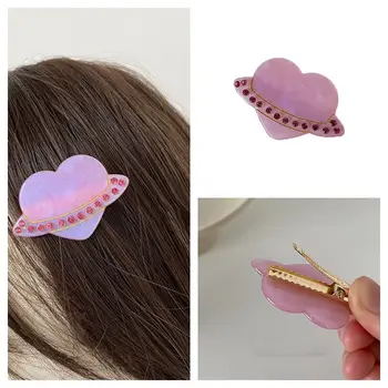 rózsaszín színű acetát szív kacsacsőrű klipek stílusos személyiség kreatív kristály klip női lányoknak ajándékba