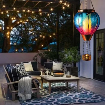 Art & Ajándék Napelemes hőlégballon lámpás Függő napelemes LED lámpák Vízálló hordozható dekoratív