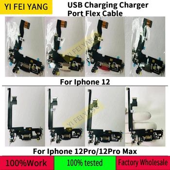  Eredeti USB töltődokkoló csatlakozó iPhone 12-hez, 12P Pro Max, töltőcsatlakozó port, flexibilis kábel mikrofonjavító alkatrészekkel