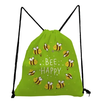 Testreszabott ajándék hátizsákok diákoknak Cipő táska hordozható alkalmi aranyos rovar nyomtatás húzózsinór zseb méh katicabogár minta egyszerű