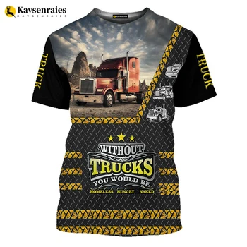 Új nehéz tehergépjármű grafika 3D nyomtatás póló teherautó traktorok póló fiúk gyerekek felsők férfiak harajuku utcai ruházat cool póló
