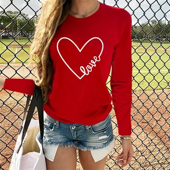 2023 Fashion Women póló Love Heart nyomtatott póló alkalmi piros felsők 90-es évek Valentin inge női Harajuku grafikus póló