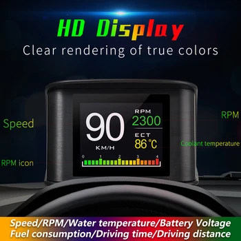  Autó OBD2 Head-Up Display HUD fedélzeti számítógép Digitális sebességmérő üzemanyag-fogyasztással Hőmérséklet Elektronikus tartozékok