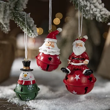 Új északi festett gyanta hóember vas harang medál karácsonyfa függőharangok kézműves karácsonyi díszek otthonra 2023