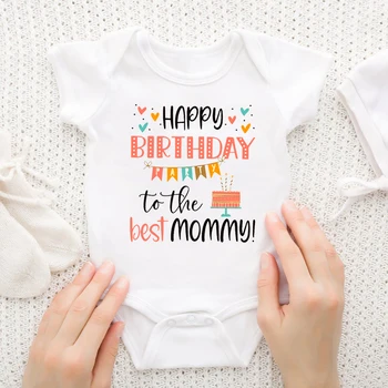 Boldog születésnapot a legjobb anyukának Újszülött Uniszex baba csecsemő ruhák Nyári rövid ujjú bodyk Anyu születésnapja Legjobb ajándékok