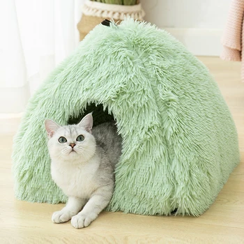 Nagyon puha macskaágy plüss ház kisállatkosár szőnyeg kis kutya párna kanapé nyugágy kennel 2 az 1-ben cica sátor