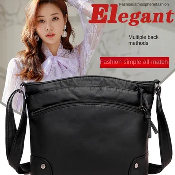 puha bőr női táska 2024 Új koreai verzió válltáska Retro táska mosott bőr PU alkalmi és divatos crossbody táska