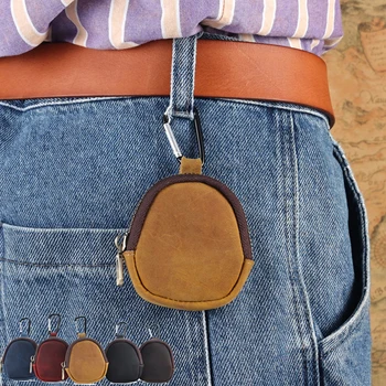 Új érme pénztárca valódi bőr hordozható fülhallgató táska Retro cipzár Kis deréktáska pénz Kulcs tároló kiegészítők Szervező