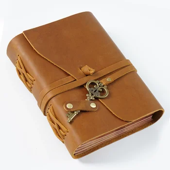 Kézzel készített kötegelt könyvnapló Jegyzettömb Vintage kulcs mintája Dísz Marhabőr Jegyzetfüzet Vázlatfüzet Írószer Ajándék Utazási napló