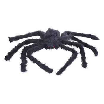 Hamis pók kültéri beltéri szőrös pók Halloweenre Élénk fényes plüss Nagy pók kertekbe Kávézók Kísértetjárta házak színház
