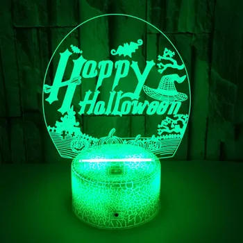 Halloween ajándék akril 3D illúzió éjszakai lámpa gyerekeknek Gyerekek éjszakai fényei hálószoba lakberendezéshez Gyermek éjszakai fény asztali lámpák