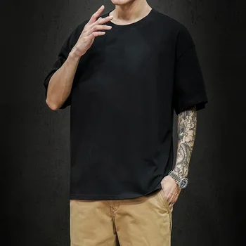 A2797 Új nyári férfi póló 2023 divatos tömör póló férfi túlméretezett hip-hop rövid ujjú alkalmi pamut férfi utcai ruházat