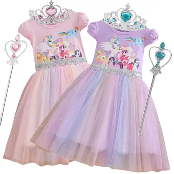 Egyszarvú póni ruhák lányoknak Ruhák születésnapi zsúr estélyi ruha Gyermek virág Vestidos lányok nyári vakációs ruha