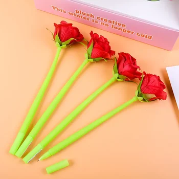 Kreatív szilikon rózsa virággél toll Aláírás toll Koreai diákiskola irodai írószer szimuláció Valentin-napi ajándék
