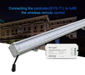 MiLight SYS-RL1 24W RGB + CCT LED fali mosólámpa DC24V IP66 alárendelt lámpa vízálló SYS-T1 távoli állomásvezérlővel