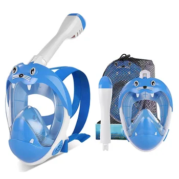 Professzionális teljes arcú légzőcső maszk gyerekeknek,Úszófelszerelés búvármaszk, ködgátló, szivárgásgátló szemüveg, ajándékmaszk