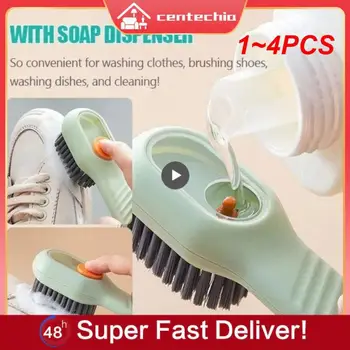 1 ~ 4DBS többfunkciós tisztító cipőkefe puha automata folyékony cipőkefe hosszú fogantyújú ruhakefe szappankefe horoggal tiszta