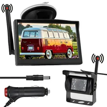Bileeko 5 hüvelykes vezeték nélküli autó visszapillantó monitor Tolatókamera Nagy teherbírású parkolási rendszer Éjjellátó autó / teherautó / pickup / lakóautó számára