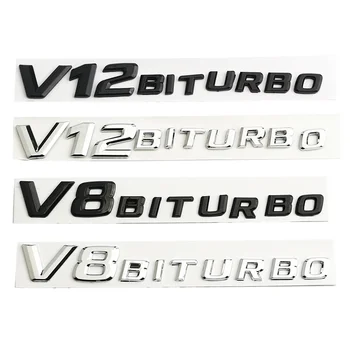 3D V8 V12 BITURBO embléma jelvény autó sárvédő csomagtartó dekoráció ABS matrica Mercedes Benz W204 W211 W212 W203 W210
