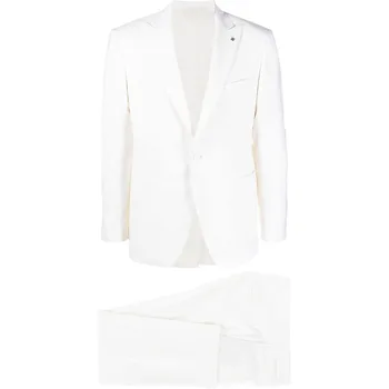 Egyszínű fehér férfi öltönyök Slim Fit 2 részes nyári esküvői vőlegény ruhák Tailor Made One Button Peak Lapel Blazer formális szett