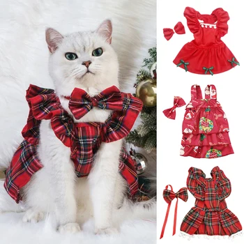 karácsonyi stílus édes macskák kutyák ruha újévi party kisállat dekoráció bőrbarát többméretű macskaruhák divat kisállat ruhák