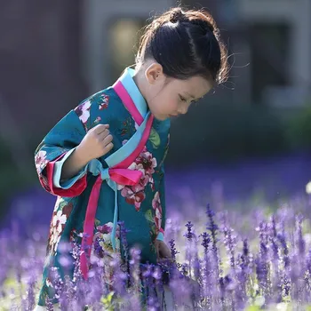 zöld virágos kislányok hanfu kínai stílusú születésnapi zsúrruha vintage színpadi show ruha gyermek fotózás ruha napi viselet