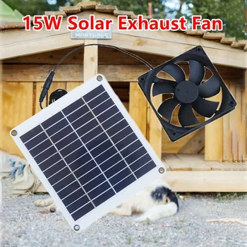 15W 12V napelemes ventilátor kültéri napelemes elszívó ventilátor légelszívó Pet Dog House légáramlású napelemes ventilátor otthoni irodai üvegházhoz