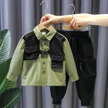 2023 ősz Babaruhák Gyerekek Tini Fiúk koreai kabát Nadrág 2Db tini Aktív ruházat Gyerek ruha 2-12 év