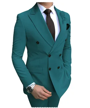 2 részes készlet Elegáns öltönyök férfiaknak Blézerek Hivatalos öltönyök Üzleti kék kabátok Esküvői elegáns dzsekik Luxus nadrág Ingyenes szállítás