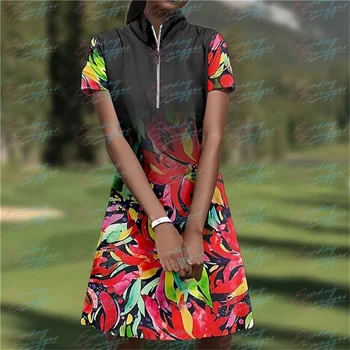 Női Golf Kültéri szabadidő Sportruha Divat Kényelmes gyorsan száradó rövid ujjú ruha Fitness Futás Sportruházat