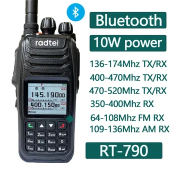 Radtel RT-790 Bluetooth Walkie Talkie 10W amatőr sonkás rádióállomás légsávval Vevő színes LCD ujj PTT motorkerékpár sisak
