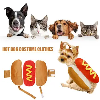 Halloween kisállat öltöztetős jelmez hot dog alakú tacskó kolbász állítható cosplay ruhák vicces meleg kölyökkutya macska Dre f7O3