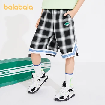Balabala Kids Boy rövidnadrág nyári laza egyszerű kockás divatos rövidnadrág