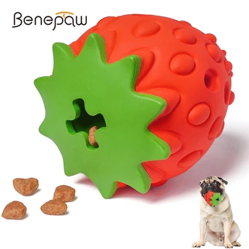 Benepaw természetes gumi eper alakú kutyarágós játékok Tartós, környezetbarát élelmiszer-szivárgó kölyökkutya játékok kis, közepes, nagy kutyáknak
