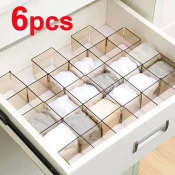 6db műanyag fiókrendező doboz ékszerekhez Válaszfal fiók elválasztó tároló doboz íróasztal rendszerező fehérnemű rendszerező fiókos doboz