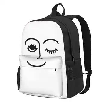 Aranyos Winky Face Iskolatáskák Utazó laptop hátizsák Aranyos mosoly Kacsintás Arcvonal Művészet