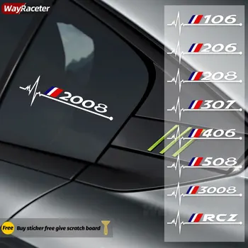 2 db fényvisszaverő autó ablak matrica karosszéria matrica Peugeot 3008 5008 2008 106 206 306 308 107 108 207 208 307 408 508 RCZ