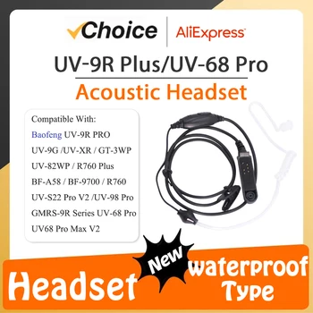 Baofeng UV68 Pro Max V2 akusztikus headset vízálló PTT légcsöves fülhallgató UV9R Plus fülhallgató UV68 Pro Max V2 UV-S22 Pro V2 UV-XR