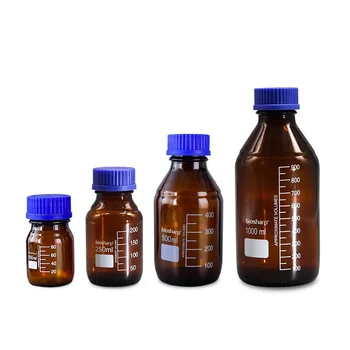 Biosharp barna többcélú laboratóriumi üveg kék kupakos reagenspalack, 100 ml / 250 ml / 500 ml / 1000 ml, kémiai ellenállás erős tartós