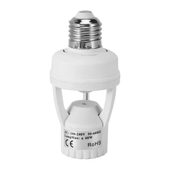 AC 110-220V 360 fokos Pir indukciós mozgásérzékelő IR infravörös humán E27 dugós aljzat kapcsoló alap Led izzó lámpatartó