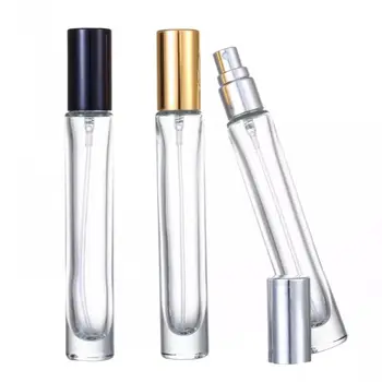 10ml átlátszó üres spray újratölthető palack kerek üveg alumínium borítás parfümporlasztó kis mini utazókonténer