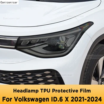 Volkswagen ID.6 X 2021-2024 autó külső fényszóróhoz Karcmentes első lámpa árnyalat TPU védőfólia kiegészítők matrica