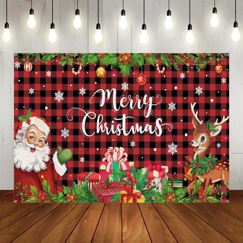 Vintage háttér Banner Boldog Karácsonyt Háttér Piros Fekete Bivaly Ellenőrizze a kockás Mikulás hátteret dekoráció ünnepi parti fotó